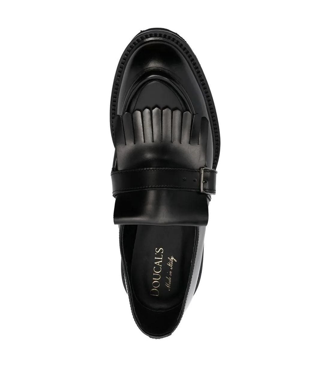 Doucal's Black Fringed Leather Loafers