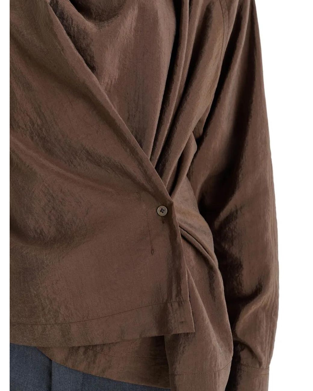 Lemaire Brown Twisted Pleat Blouse