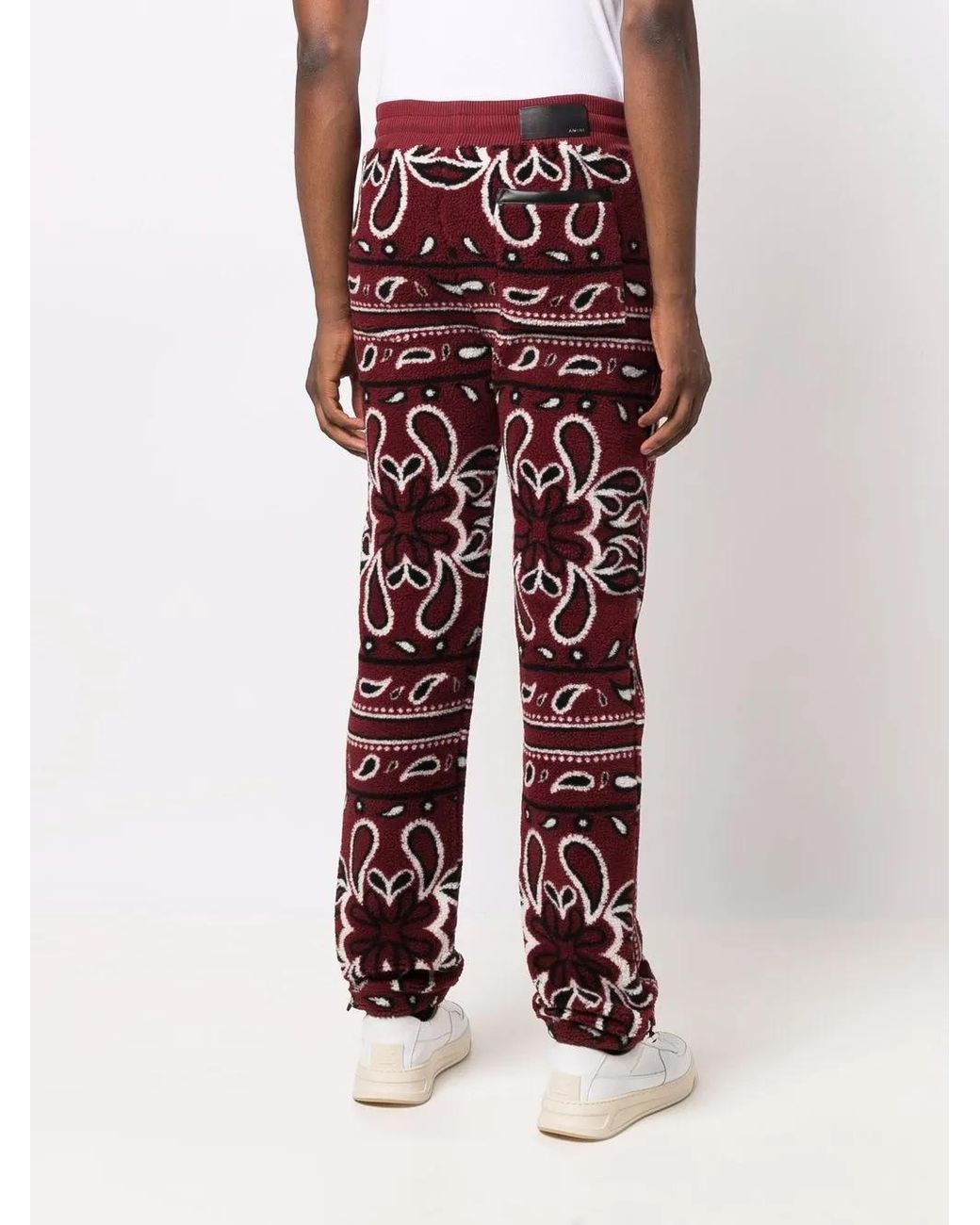 Amiri Red Bandana Paisley Fleece Trousers for men