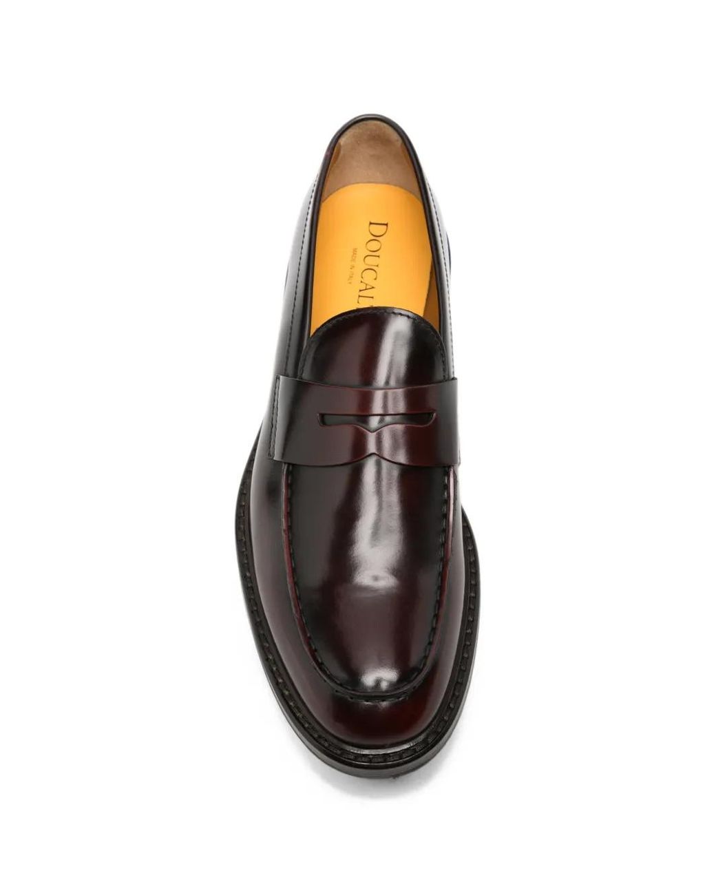 Doucal's White Polished-Finish Penny Loafers for men
