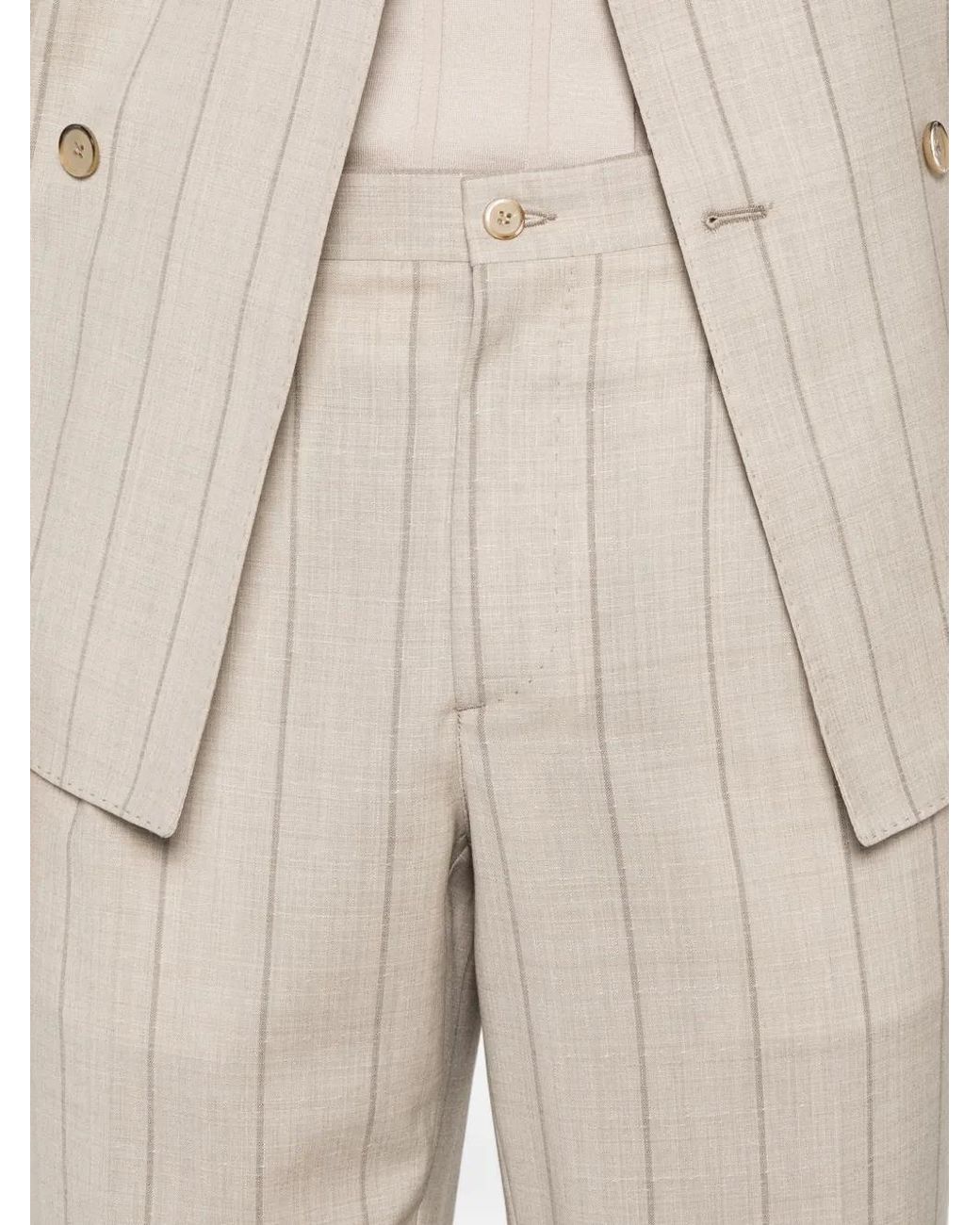 Luigi Bianchi White Pinstripe Double-Breasted Suit for men