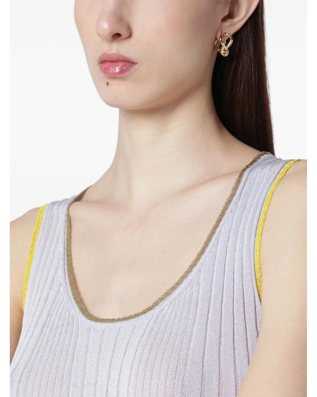 Roberto Collina White Ribbed-Knit Tank Top