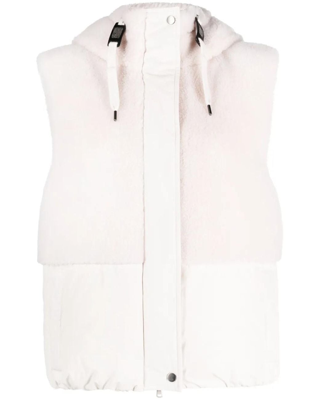 Brunello Cucinelli White Faux-fur Hooded Gilet