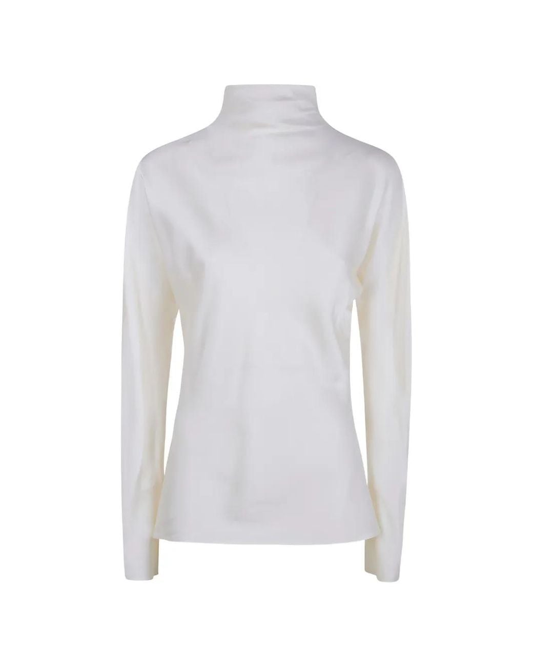 Rohe White High-Neck Button-Fastening Blouse