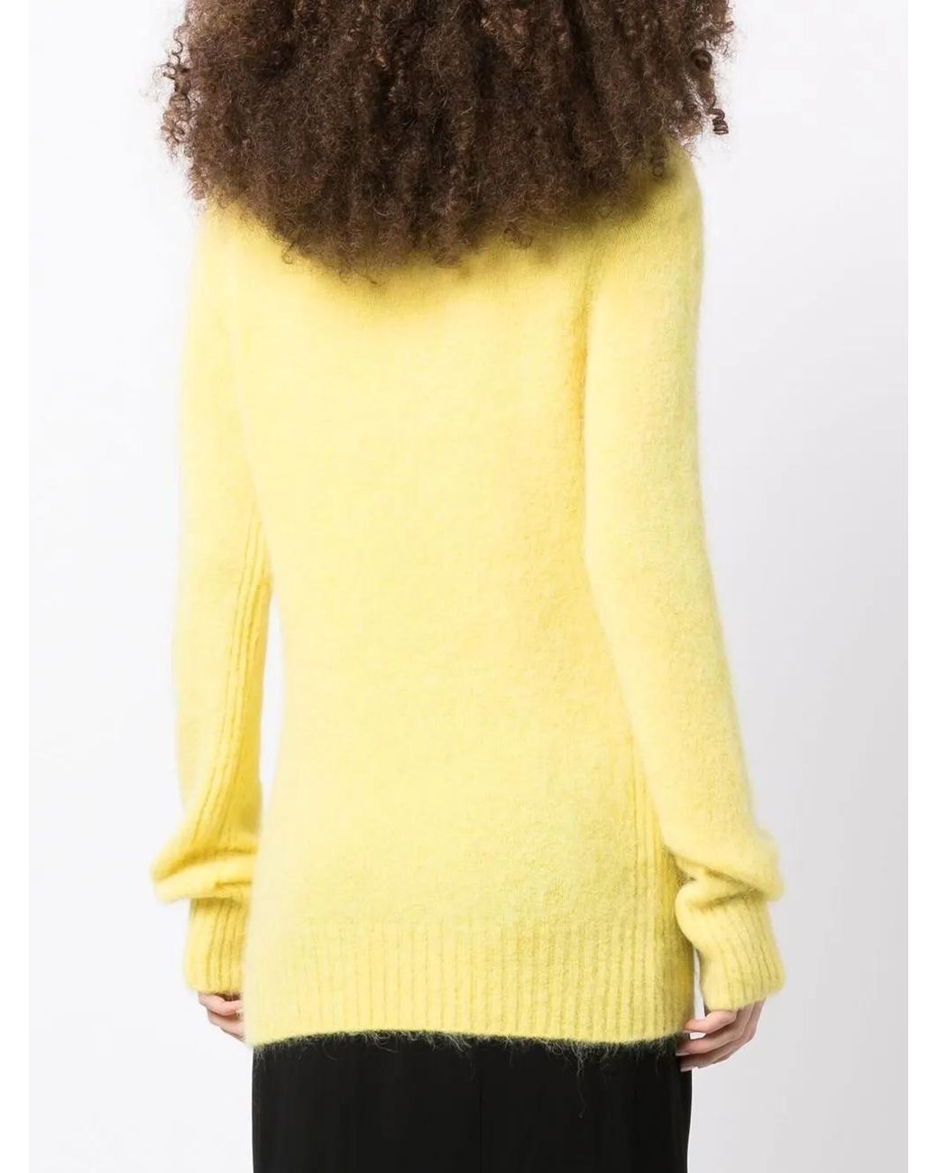 Ganni Yellow Logo-Embroidered Crew-Neck Sweater