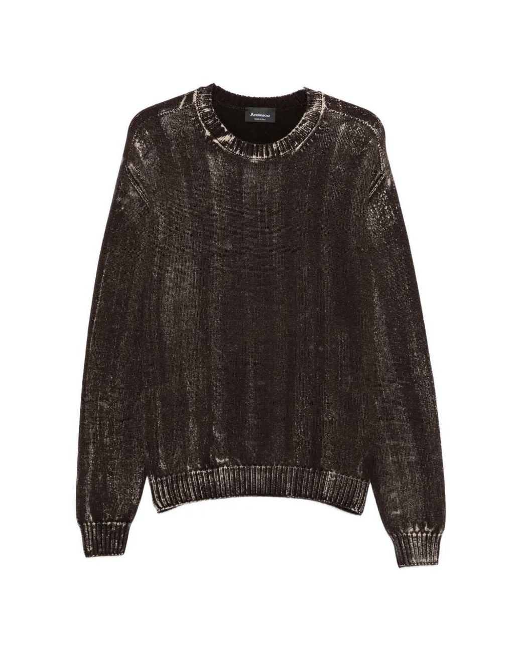 AROVESCIO Black Faded-Effect Ribbed-Trim Knit for men