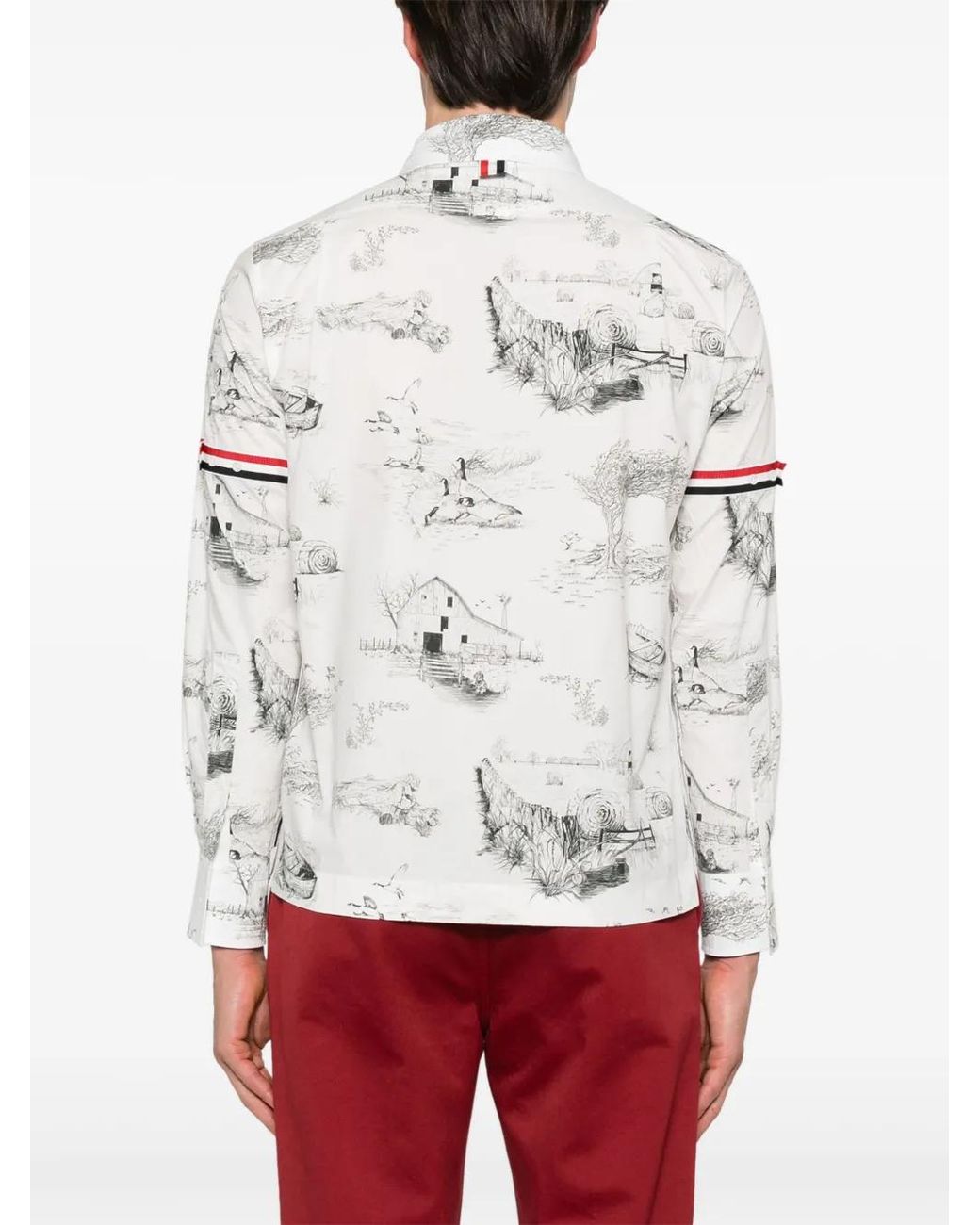 Thom Browne White Scenic Toile-Print Cotton Shirt for men