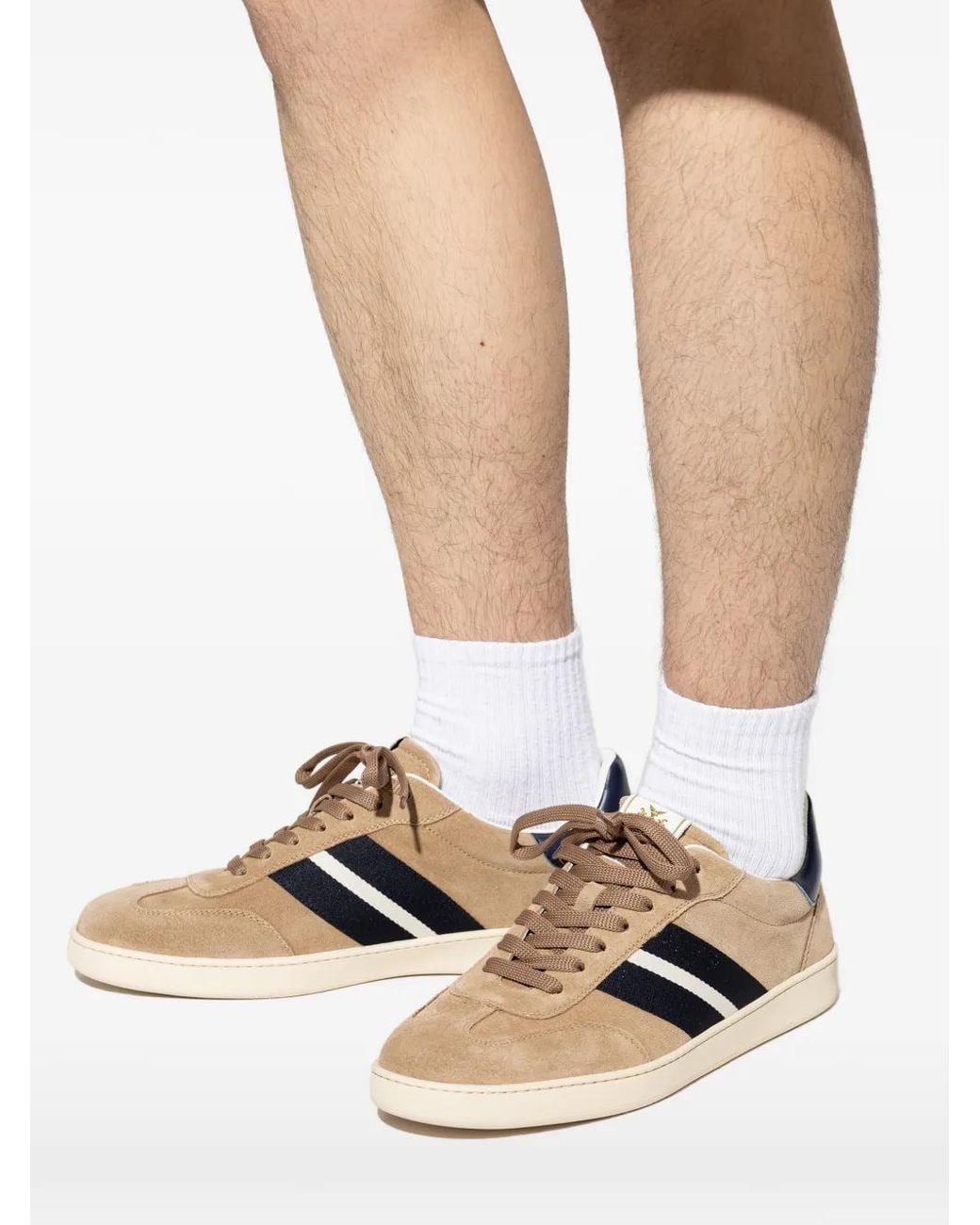 Bally Natural Striped Leather Trainers for men