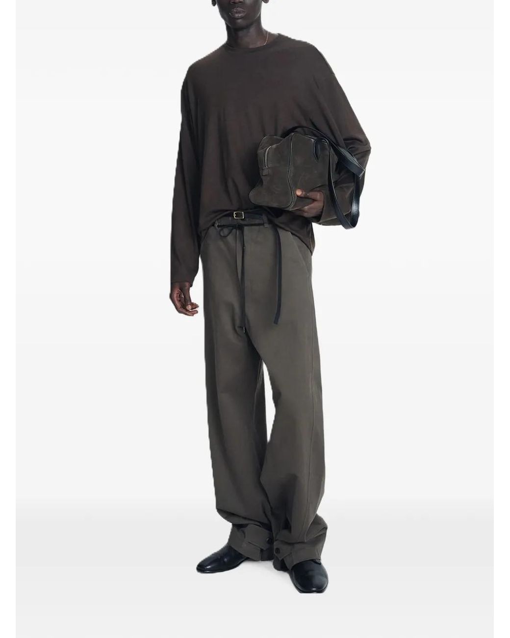 TONYWACK Green Drawstring Button-Tab Trousers for men