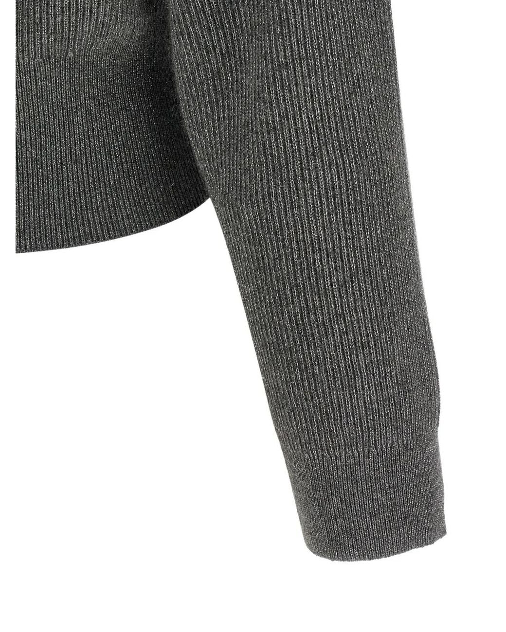 Brunello Cucinelli Gray Ribbed-Knit Zip-Up Cardigan