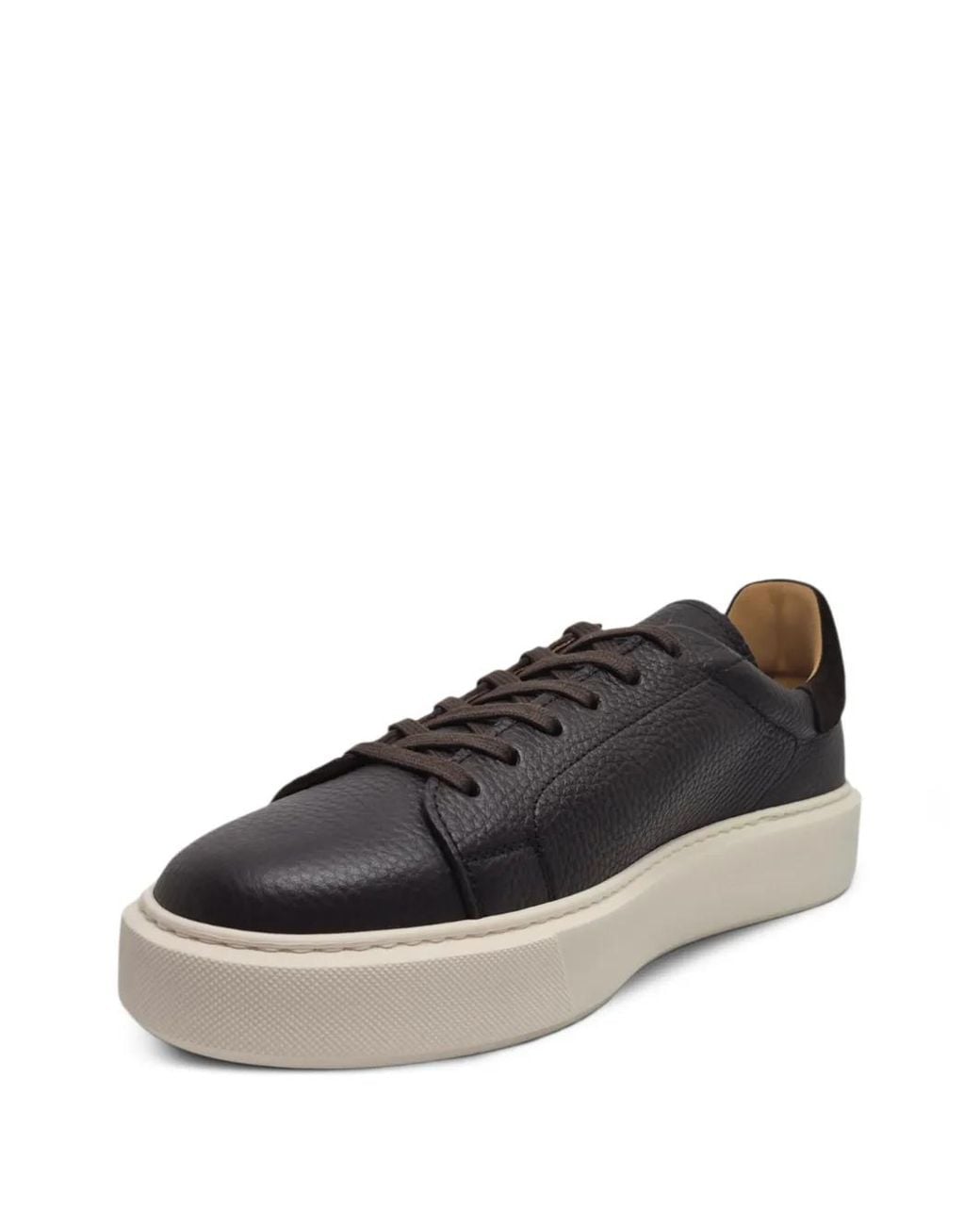 Henderson Black Leone Grained Leather Sneakers for men