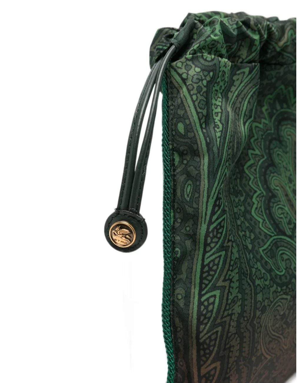 Etro Green Paisley-Print Drawstring Backpack