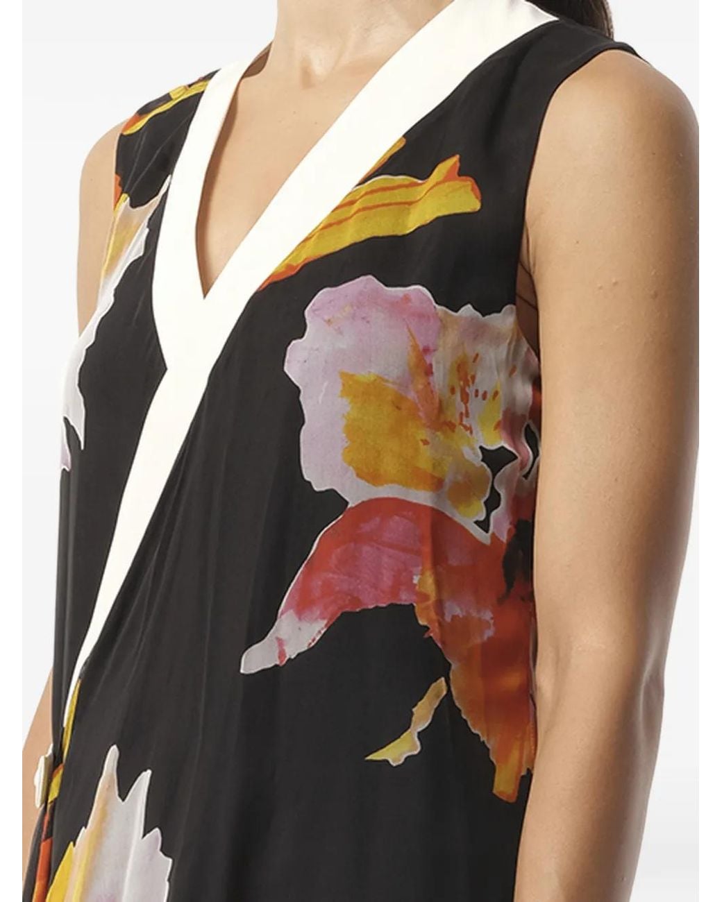Lanvin Black Floral-Print Wrap Dress