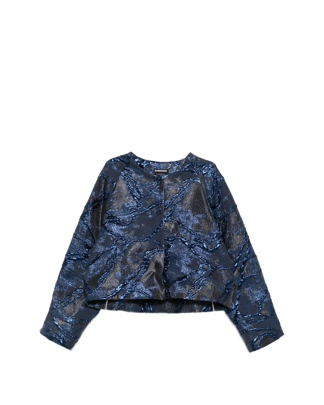 Susanne Bommer Blue Jacquard-Effect Cropped Jacket