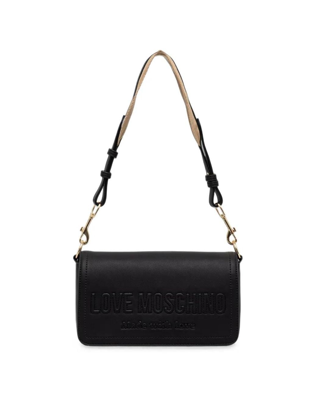 Love Moschino Black Embossed-Logo Shoulder Bag
