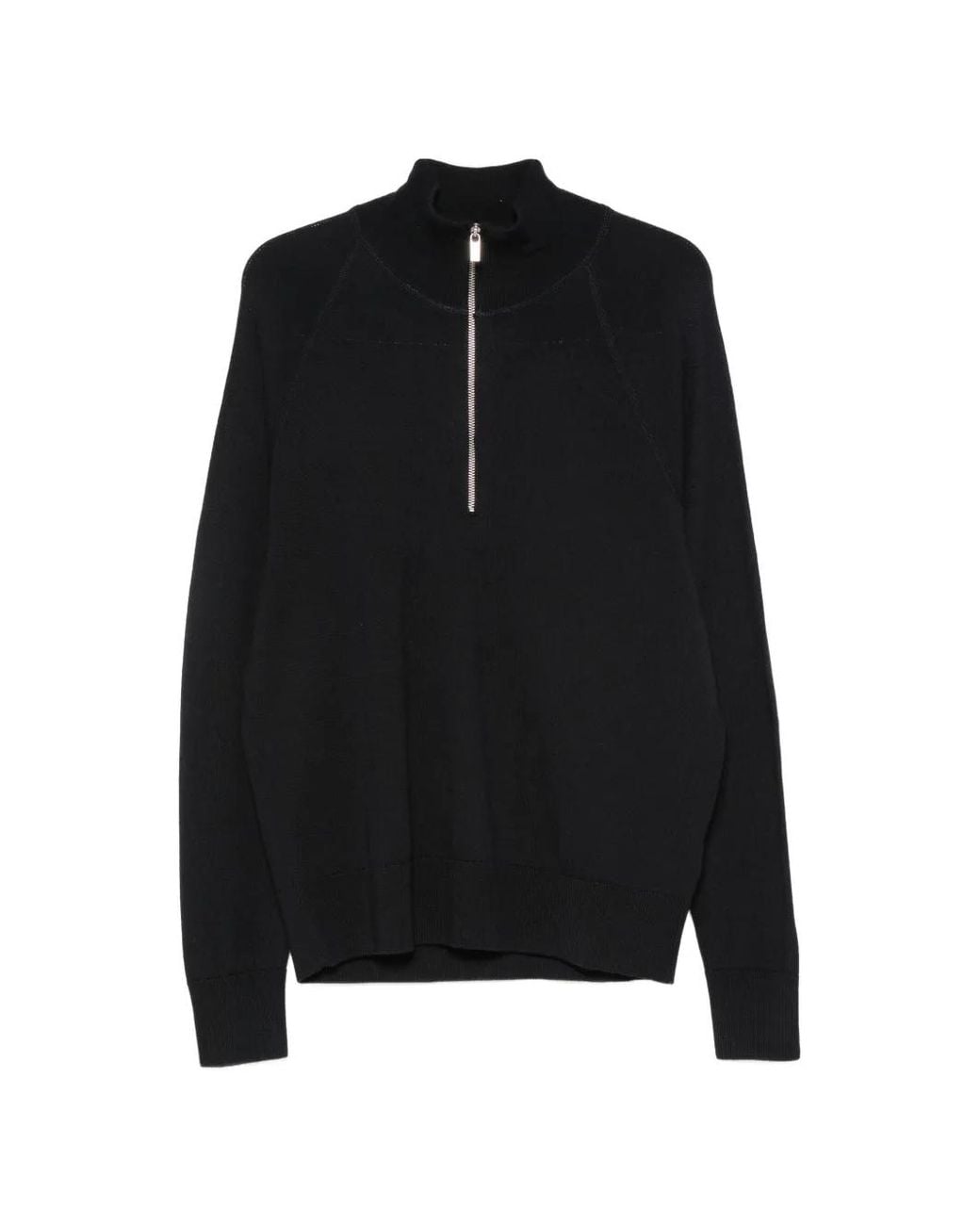 Barena Black Quarter-Zip Wool Knit for men