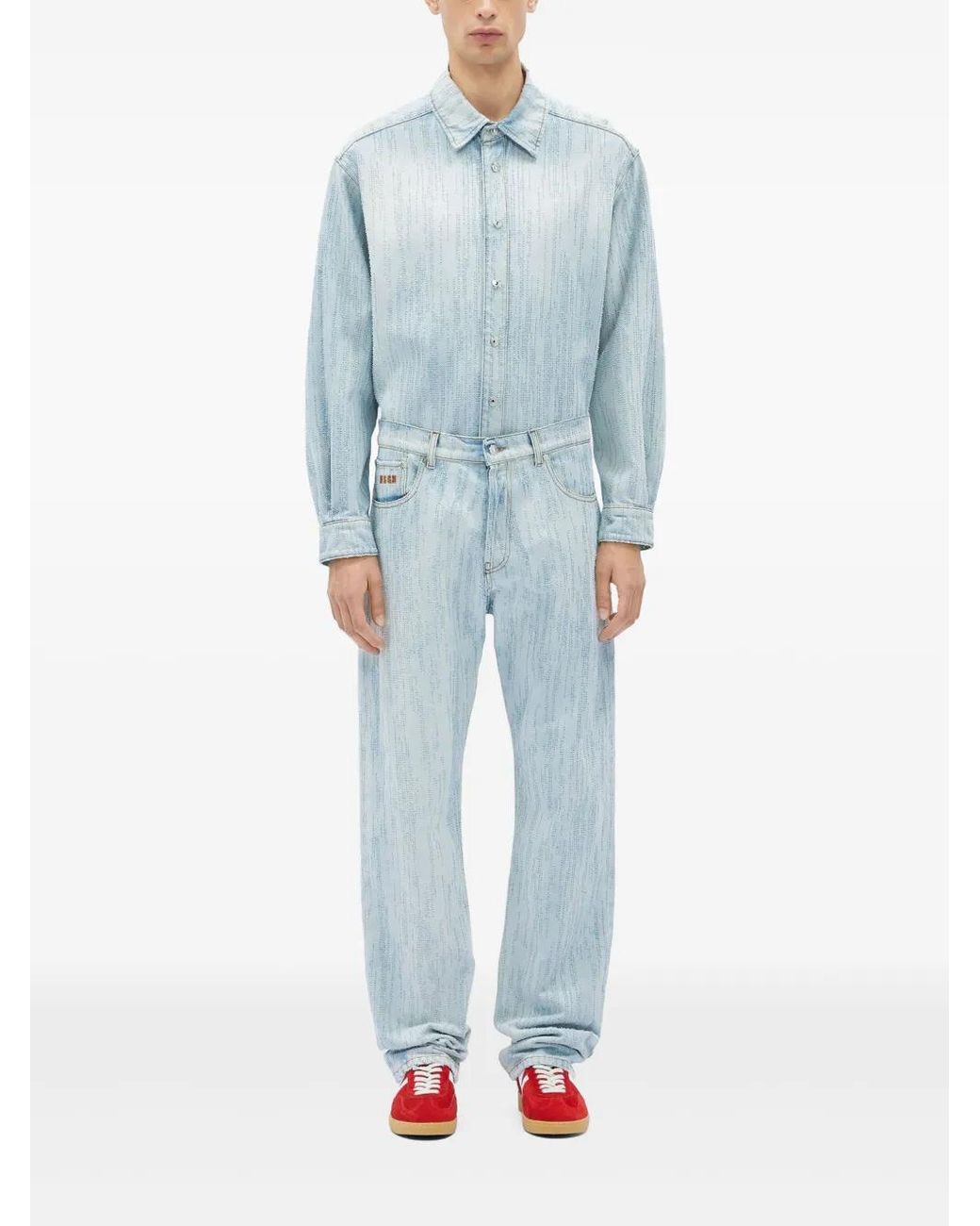 MSGM Blue Stitch-Detail Jeans for men