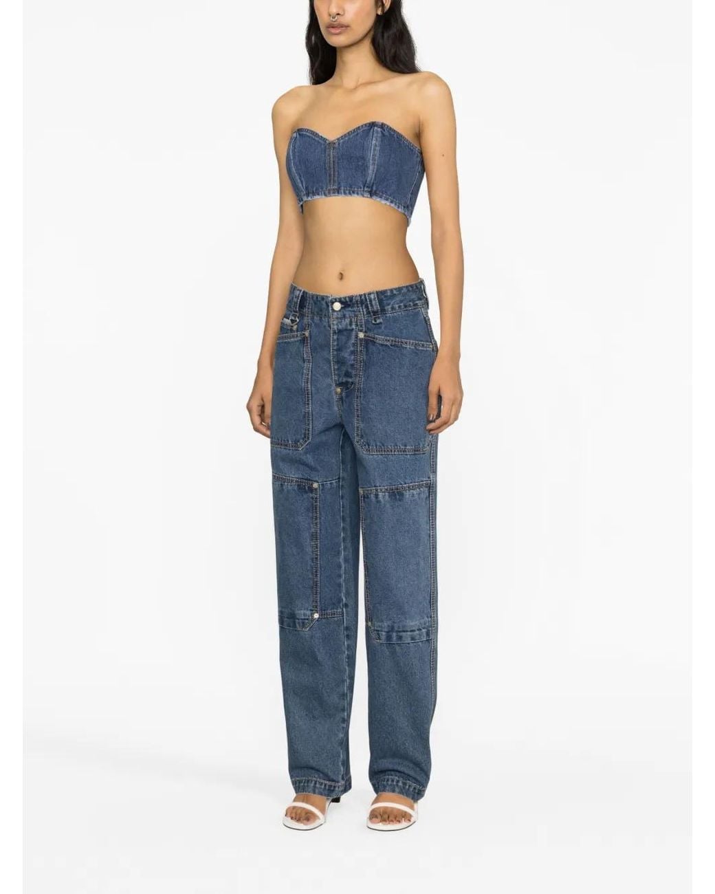 Monot Blue Denim Bandeau Top