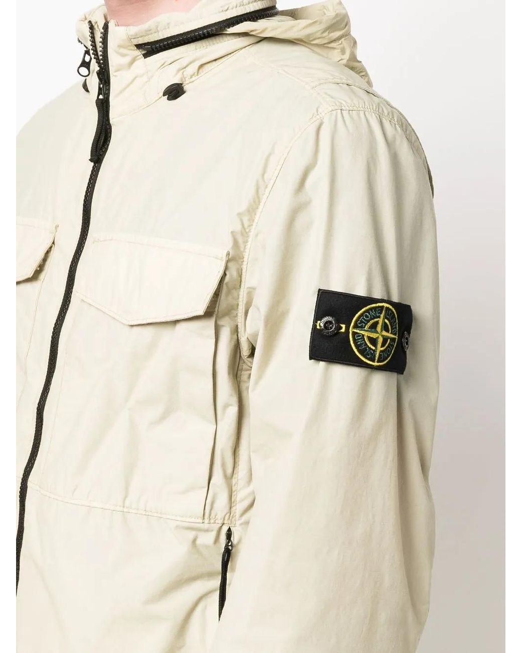 Stone Island Natural Compass-Patch Zip-Up Jacket for men
