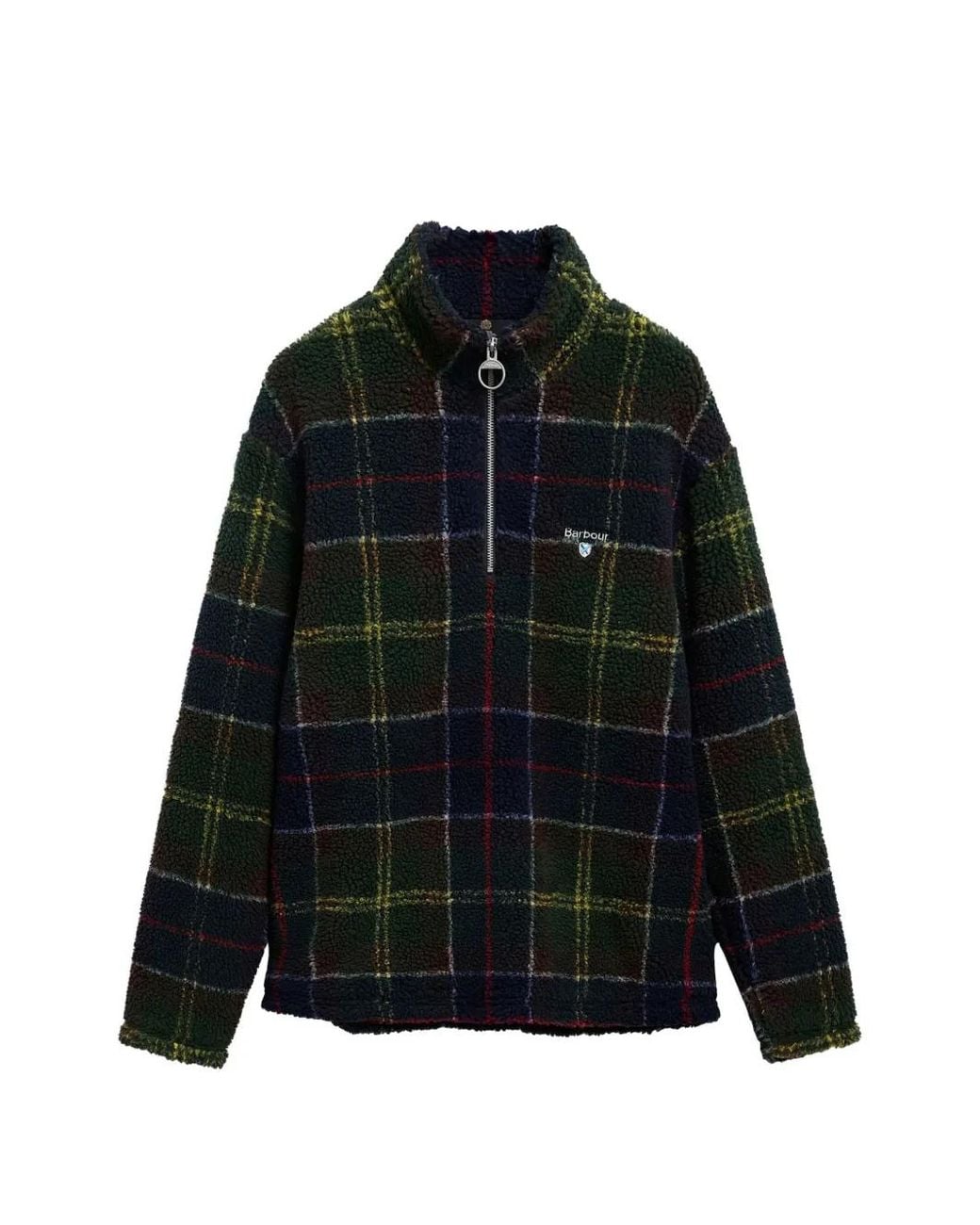 Barbour Black Tartan Half-Zip Fleece Sweatshirt for men