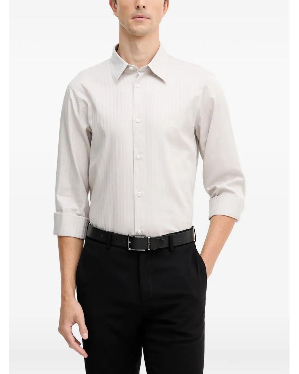ARMANI EXCHANGE White Button-Fastening Striped Shirt for men