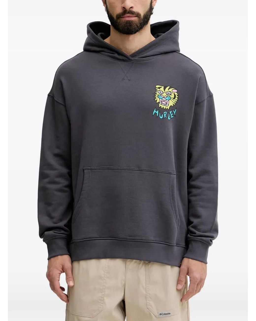 Hurley Gray Tiger-Print Hoodie for men