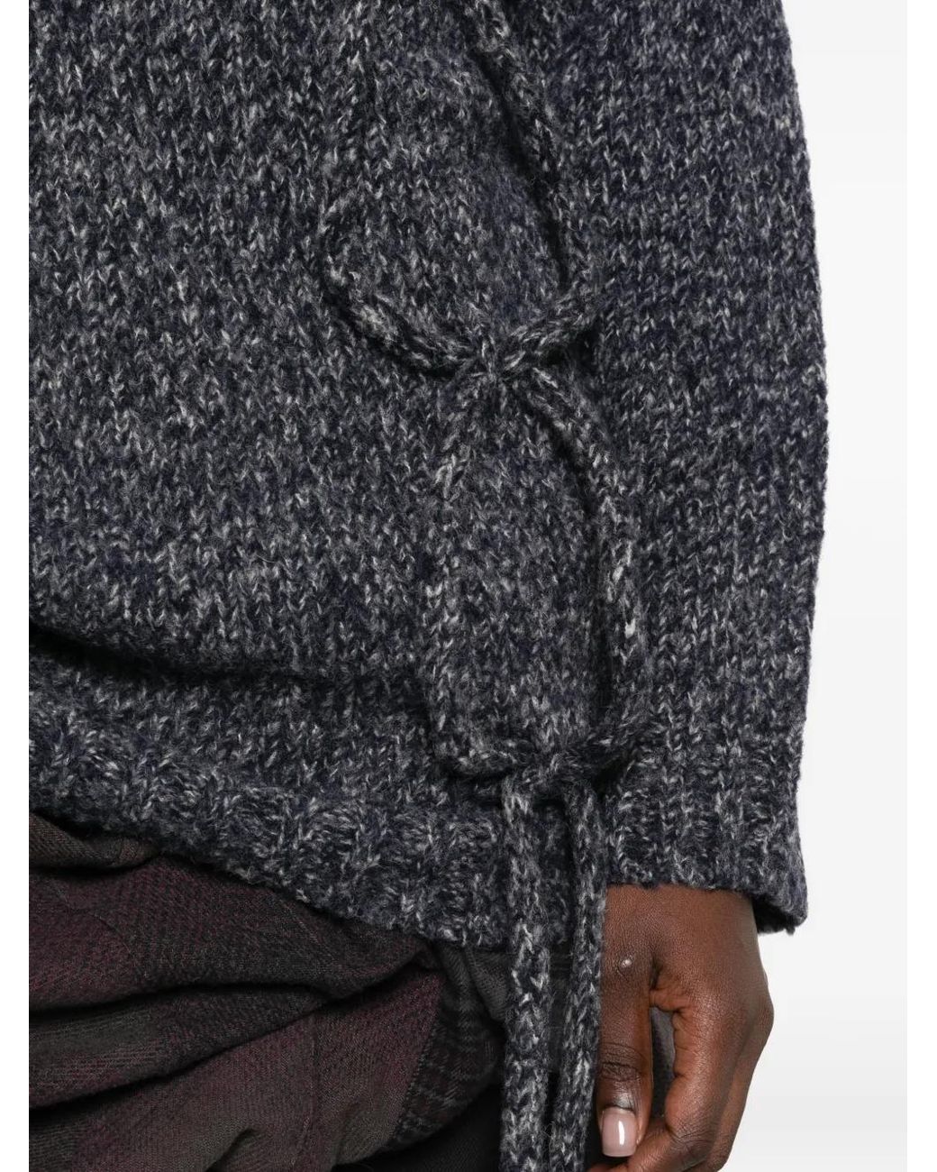 Yohji Yamamoto Blue Side-Tie Cowl-Neck Sweater