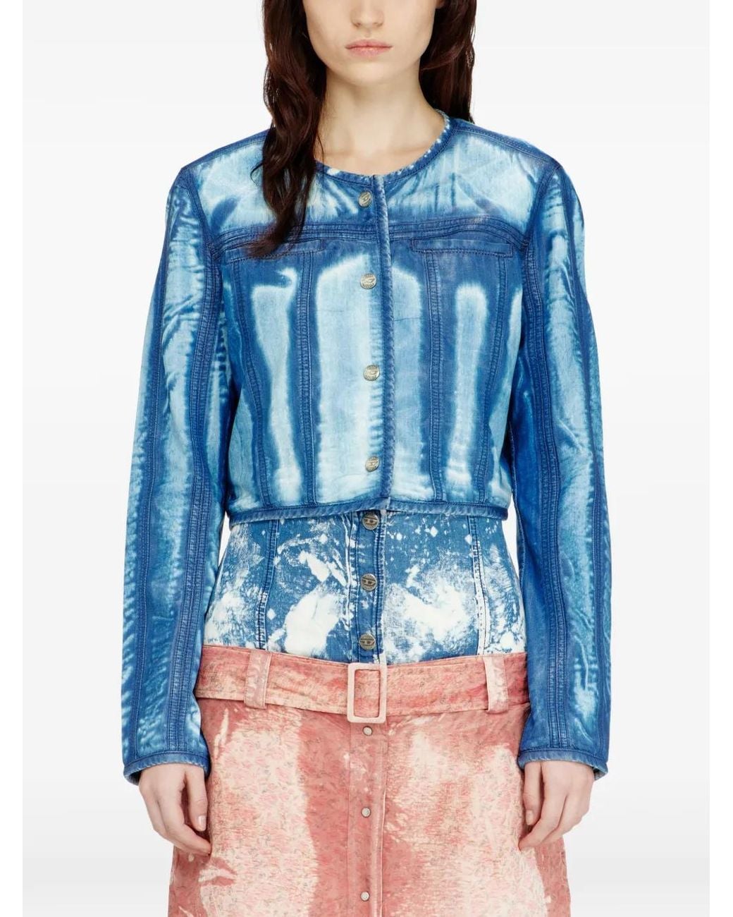 DIESEL Blue Veste Crop En Jean X-Ray Lyocell