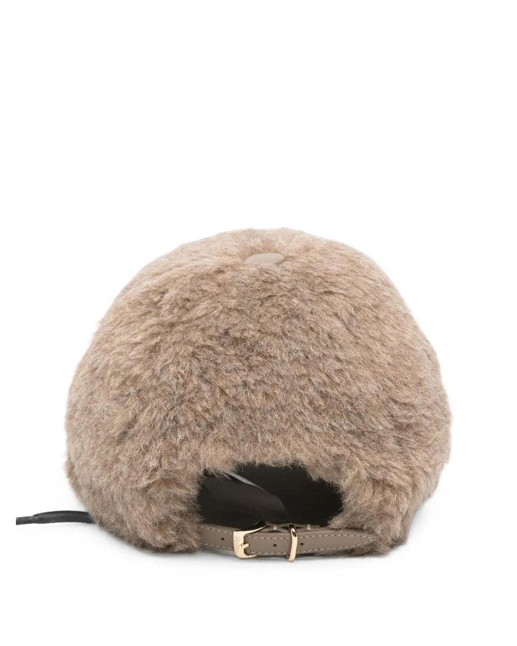Max Mara Natural Logo-Patch Faux-Fur Cap
