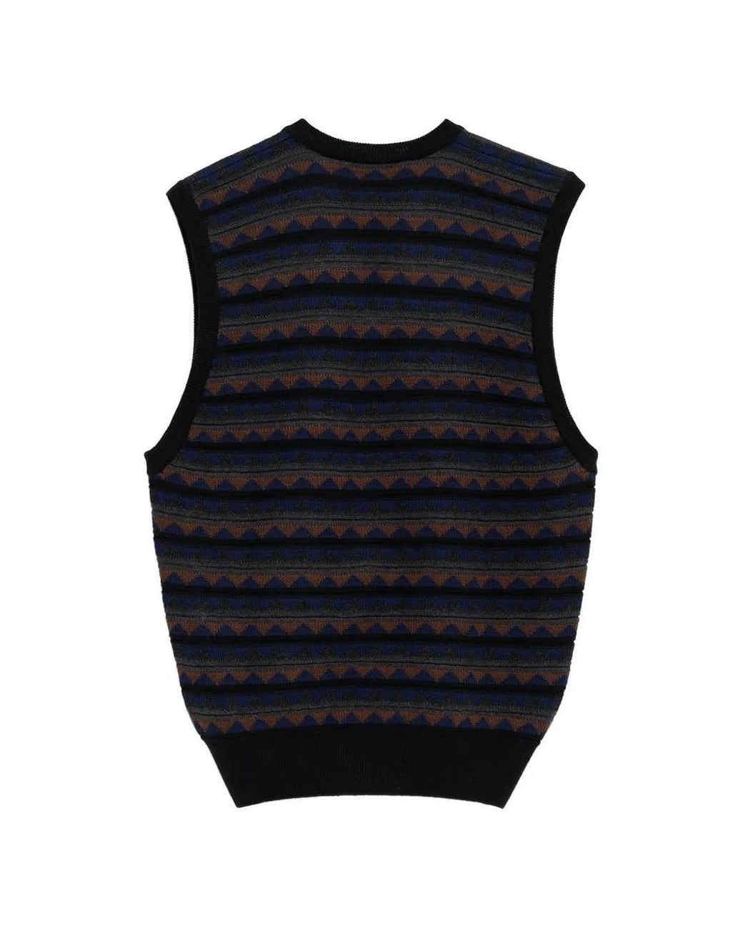 Lemaire Blue V-Neck Pattern Vest for men