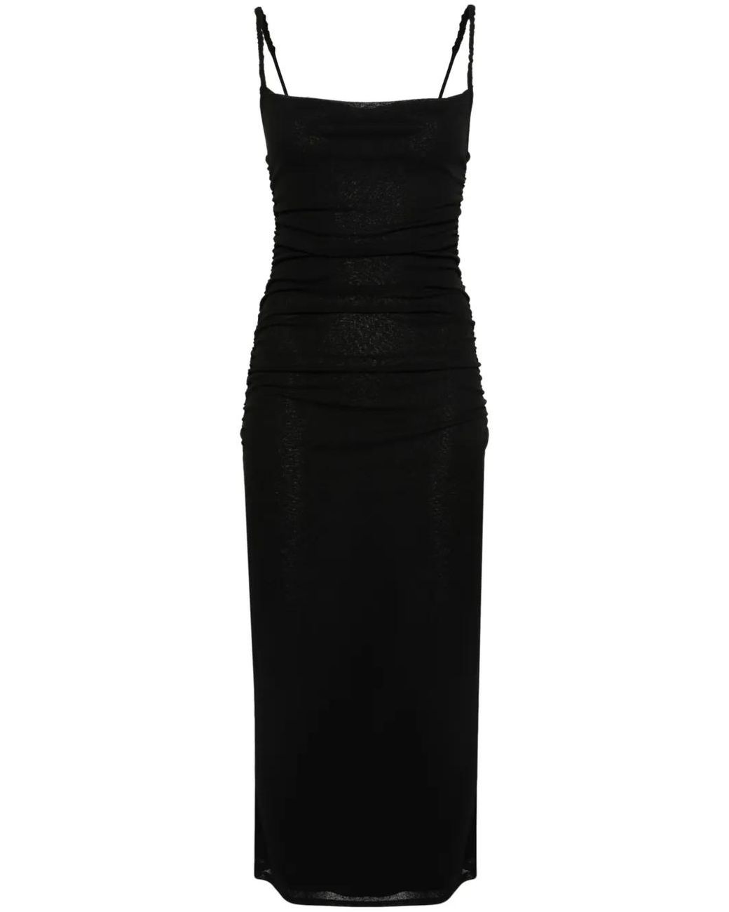 Nanushka Black Alexa Ruched Midi Dres