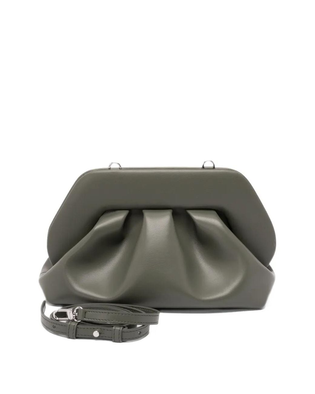 THEMOIRÈ Green Small Bios Ruched Clutch Bag