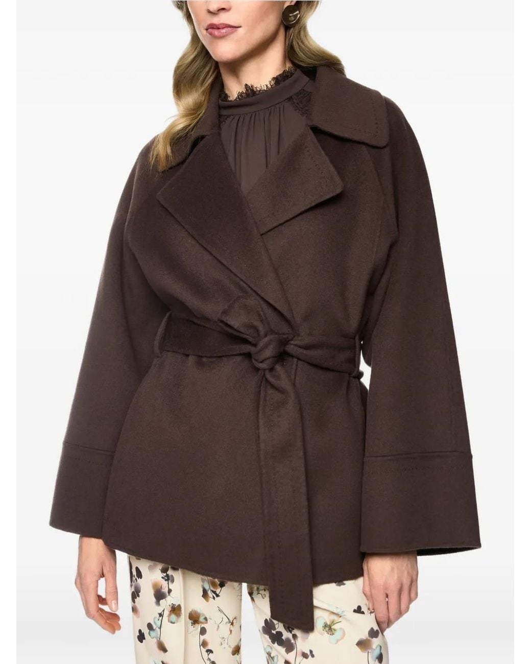 Marc Cain Brown Belted Wool Coat