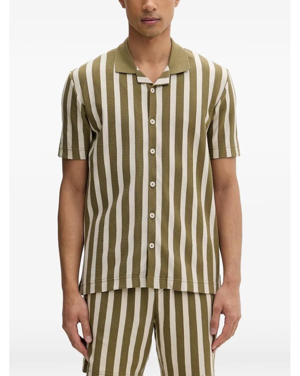 Marc O' Polo Green Chemise Rayée À Manches Courtes for men