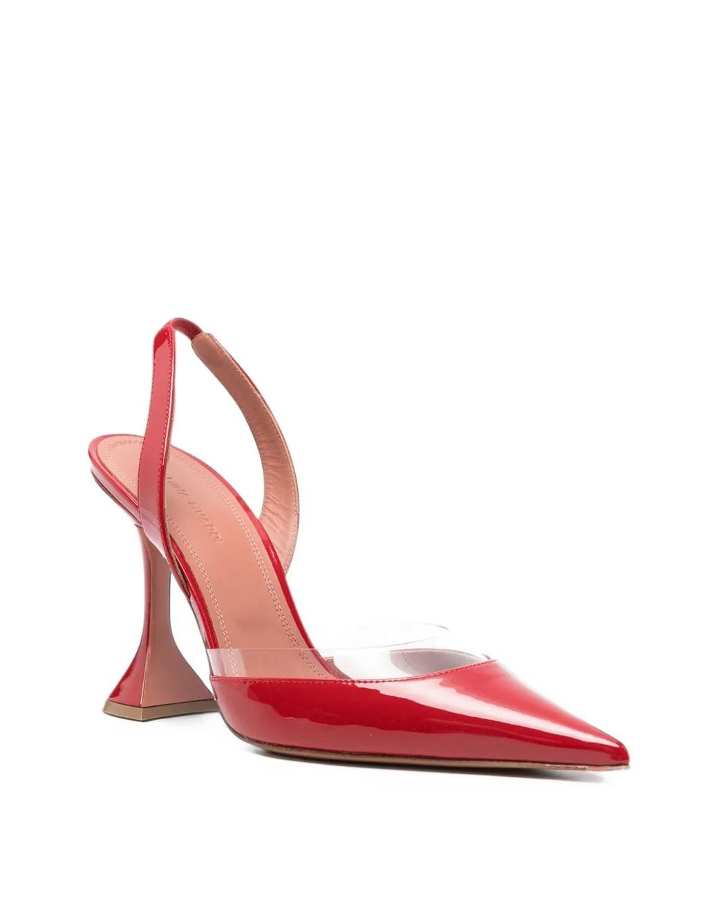 AMINA MUADDI Red Lara Transparent-Panel Slingback Pumps