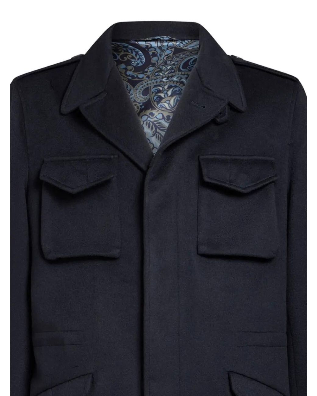 Etro Blue Flap-Pocket Cashmere Jacket for men