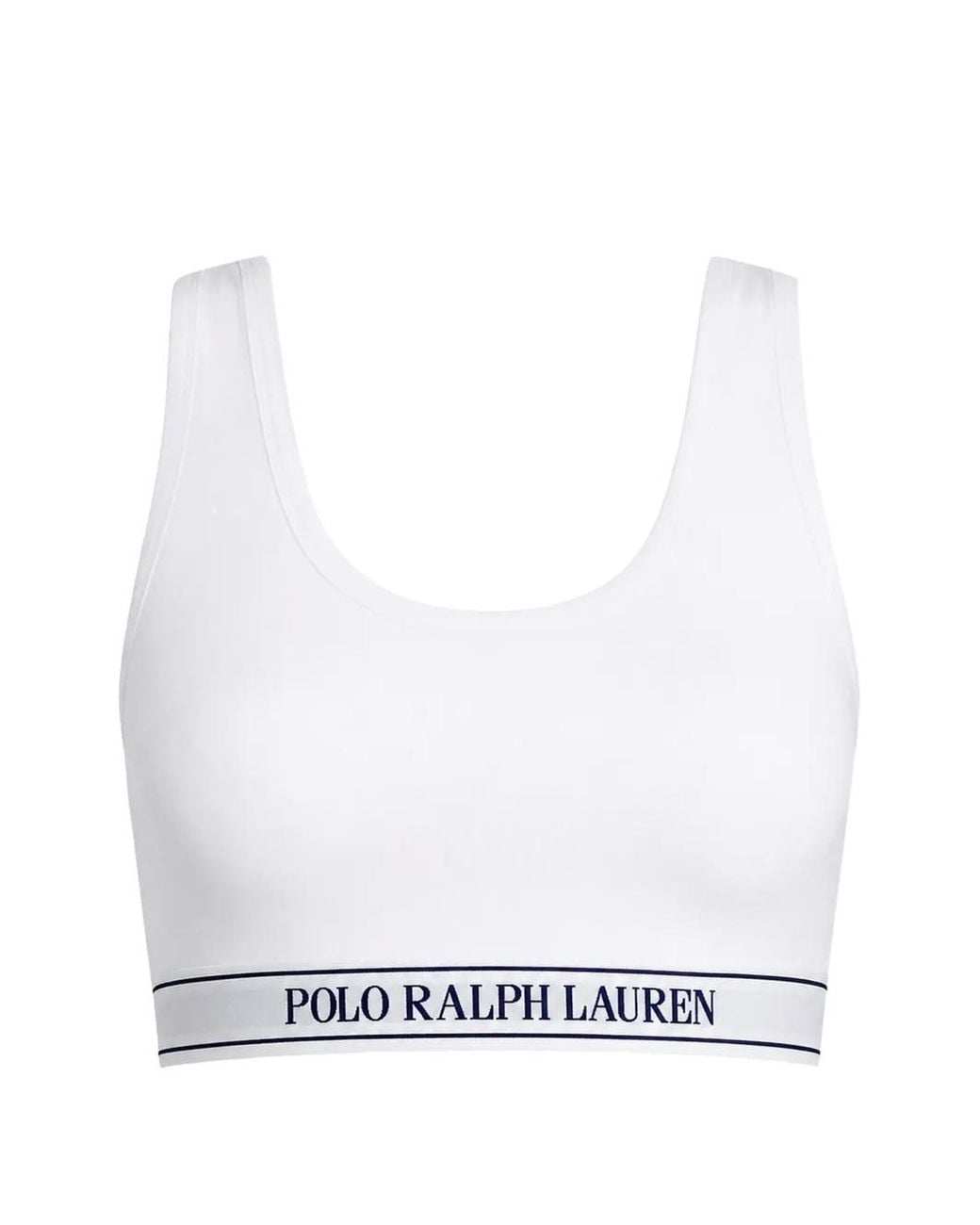 Polo Ralph Lauren White Logo-Waistband Scoop-Neck Bralette