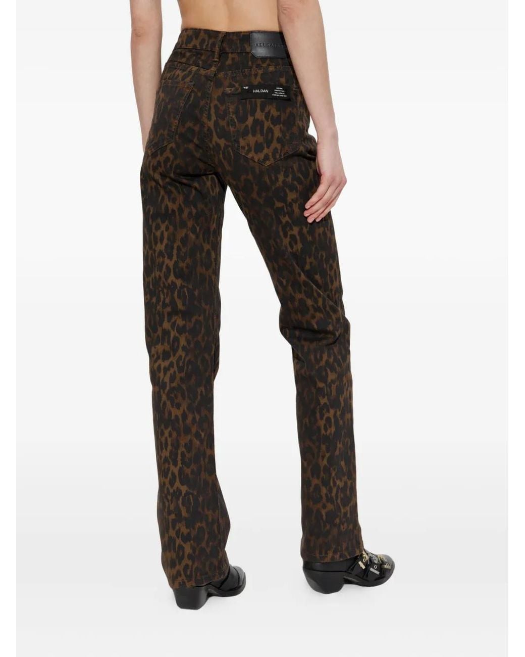 AllSaints Black Haldan Leopard-Print Jeans
