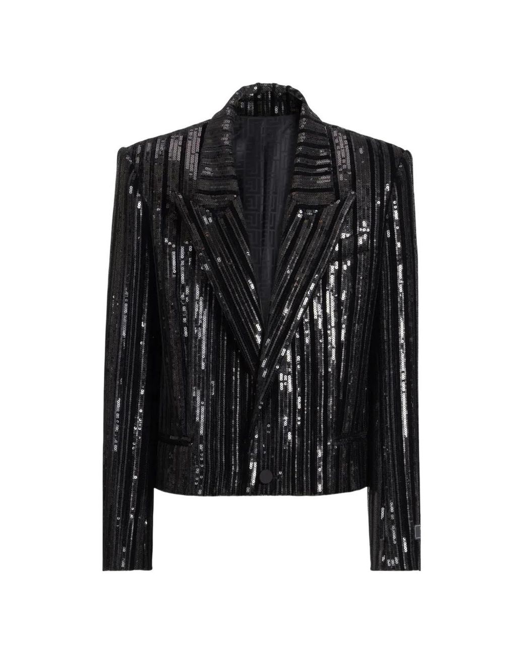 Balmain Black Cropped Sequin Velvet Jacket for men