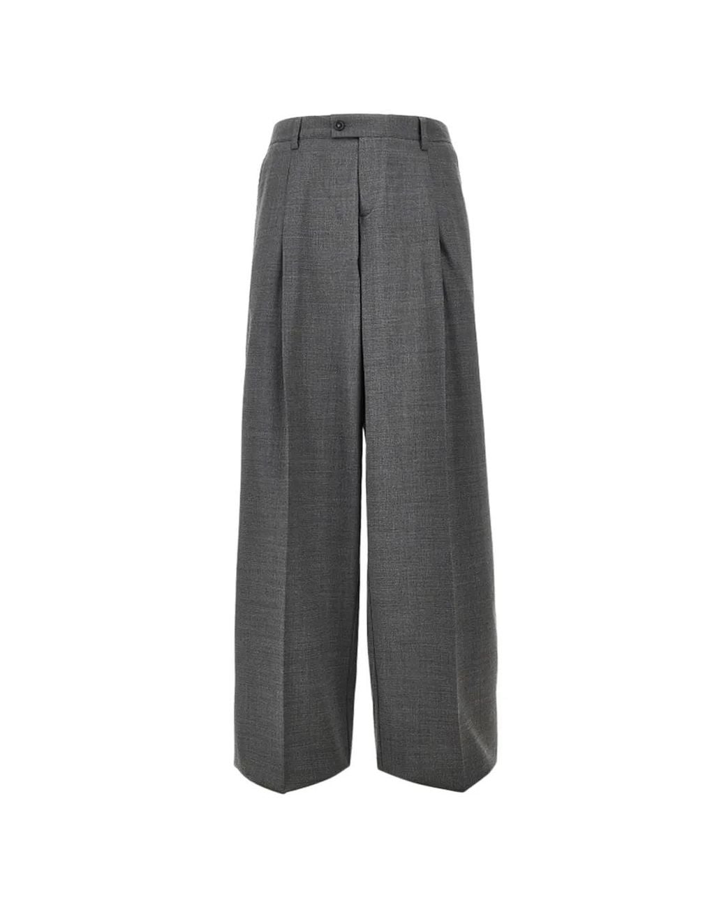 MARSĒM Gray Pleated Wide-Leg Trousers for men