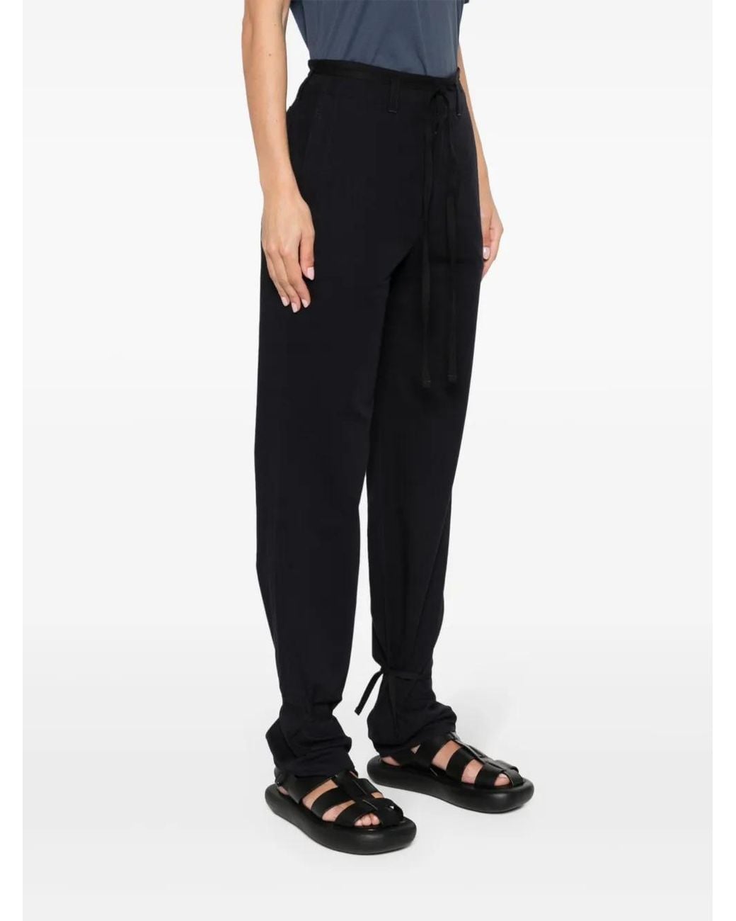 Lemaire Black Cotton Drawstring Trousers