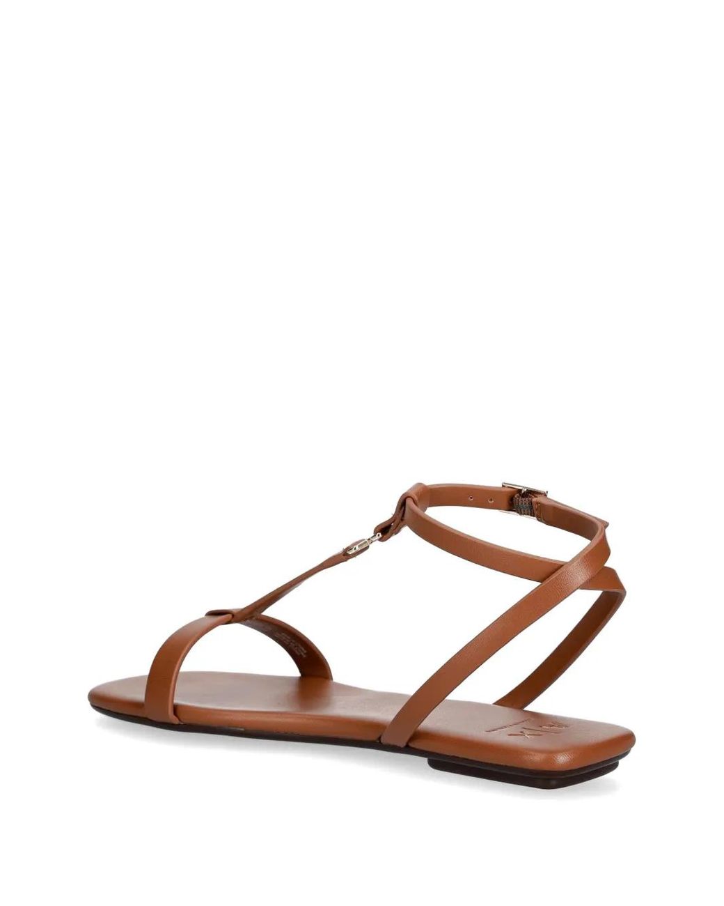 ARMANI EXCHANGE Brown Logo-Plaque T-Bar Sandals