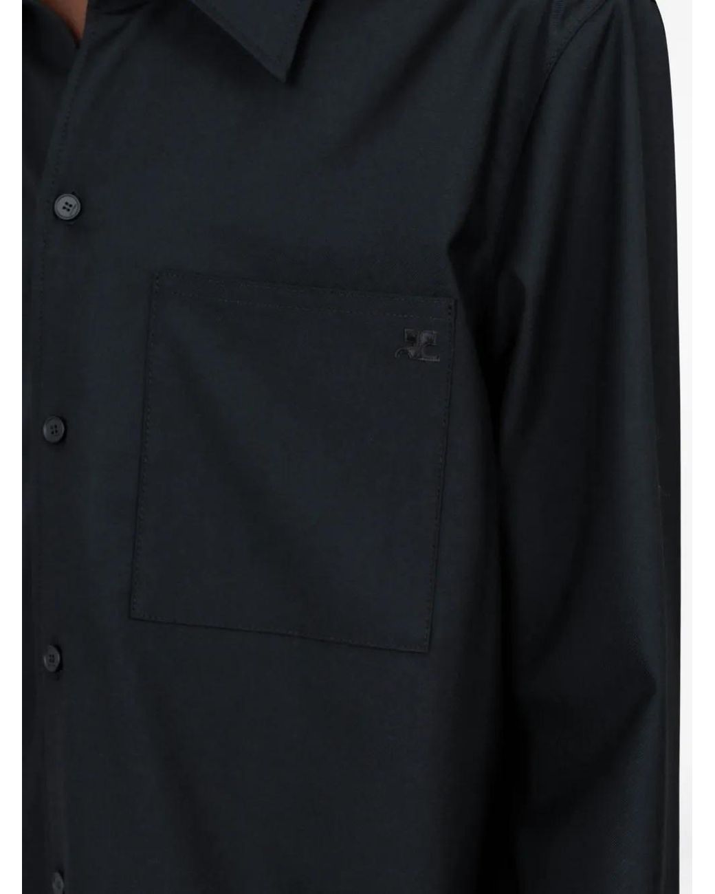 Courreges Black Chest-Pocket Long-Sleeve Shirt for men