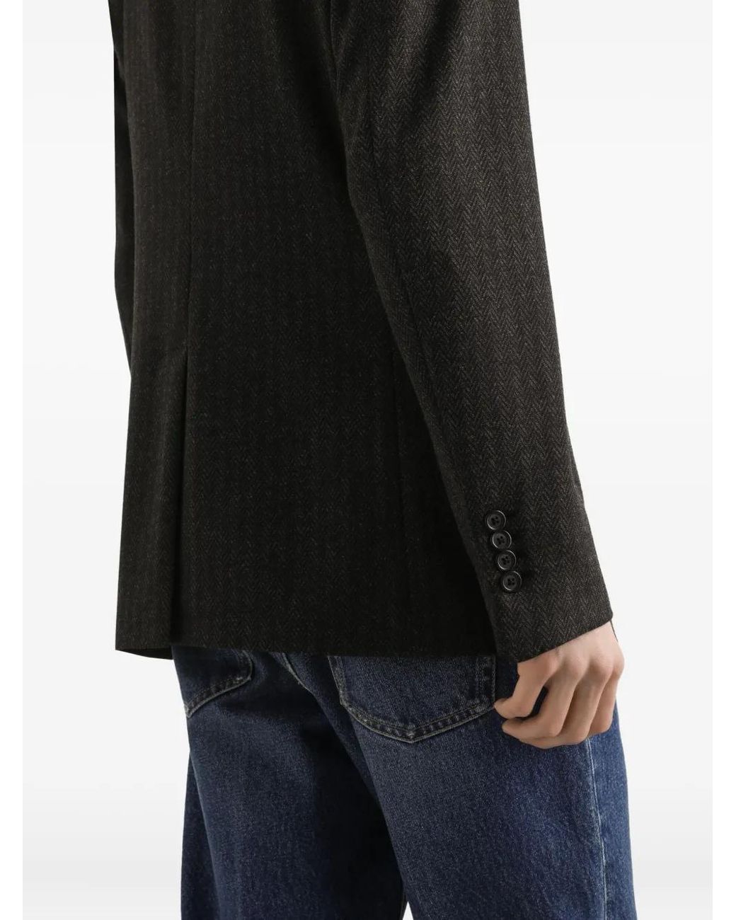 Dolce & Gabbana Black Pinstriped Single-Breasted Blazer for men