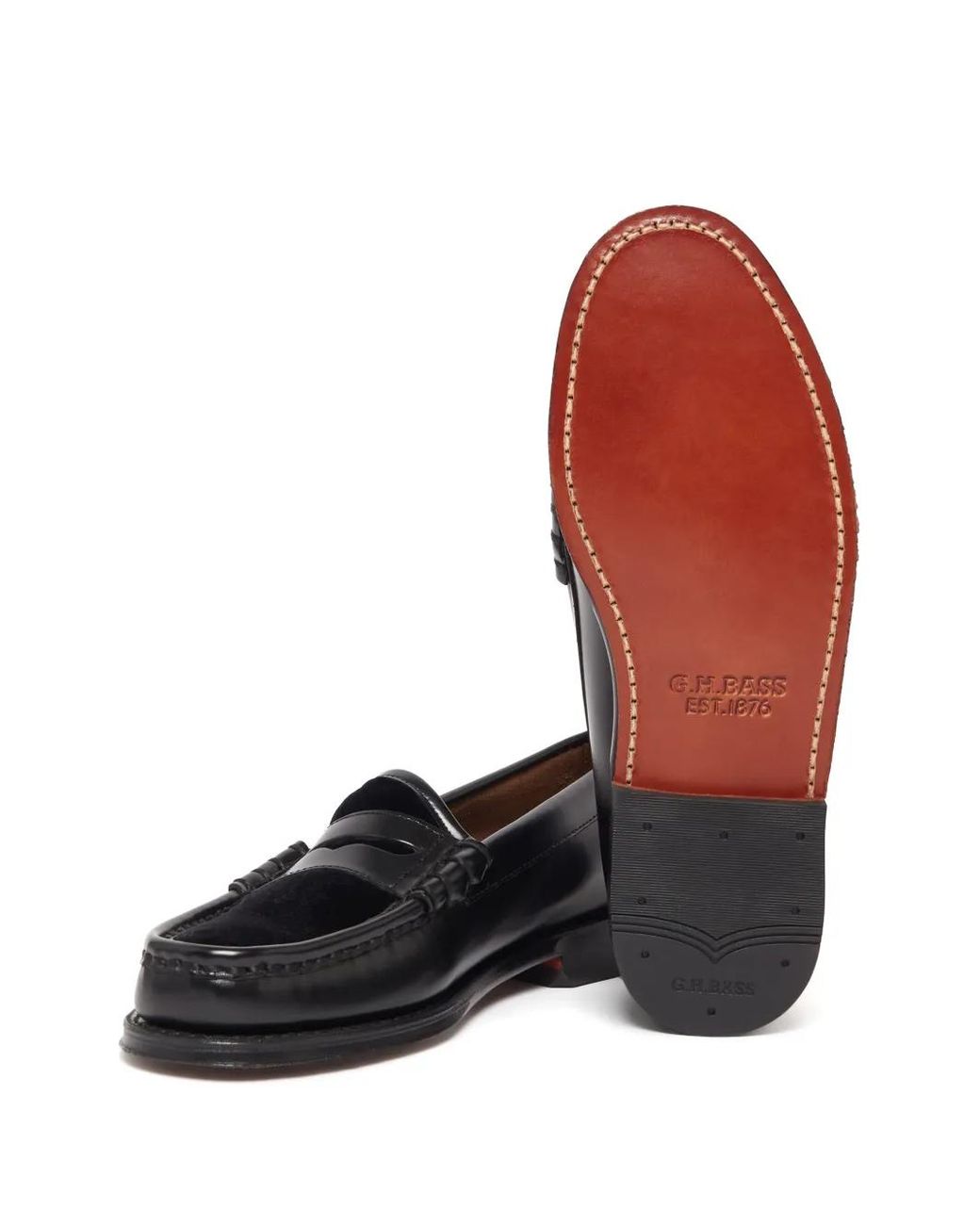 G.H.BASS White Mocassins Weejuns À Empiècement En Velours