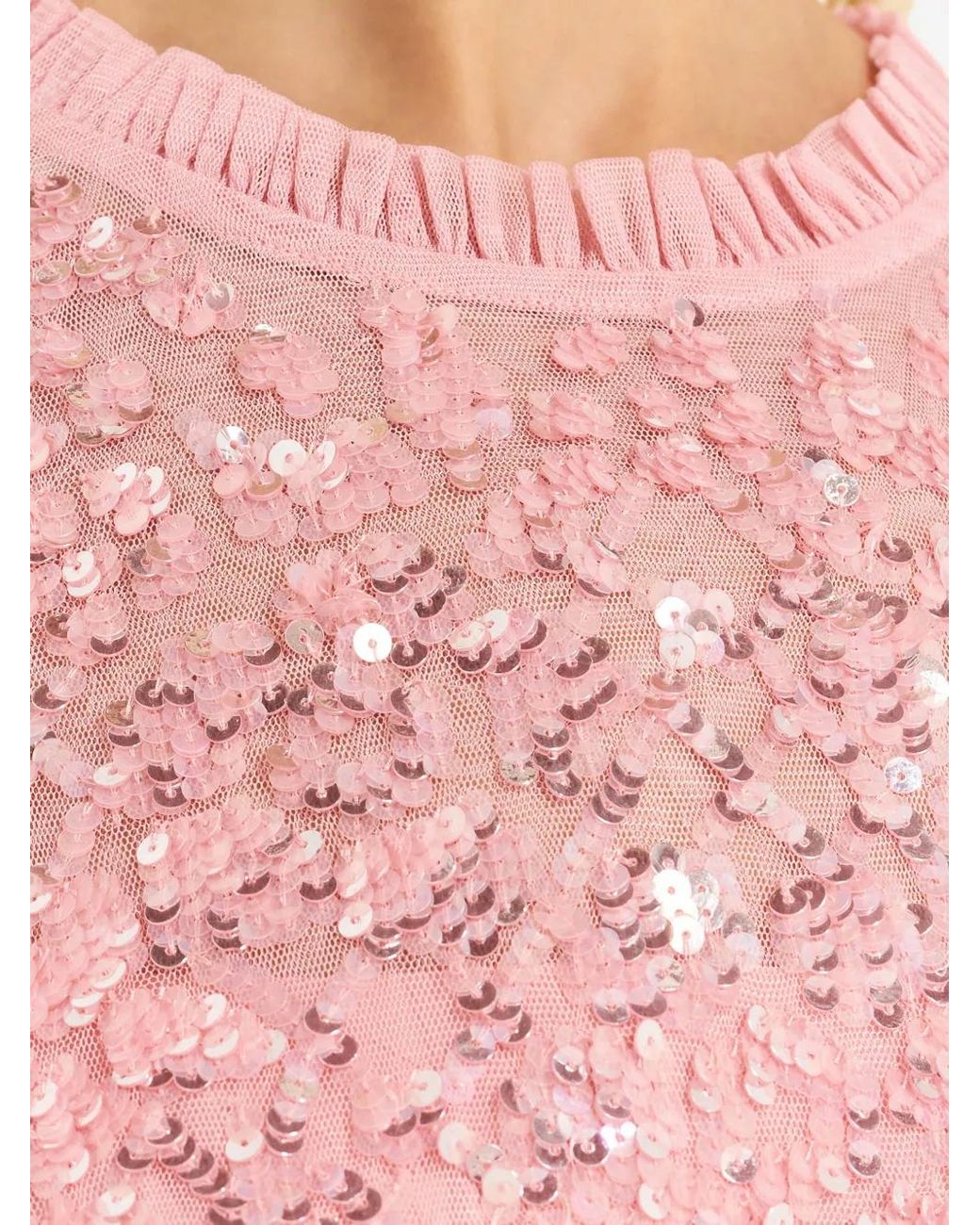 Needle & Thread Pink Aurelia Sequin-Embellished Mini Dress