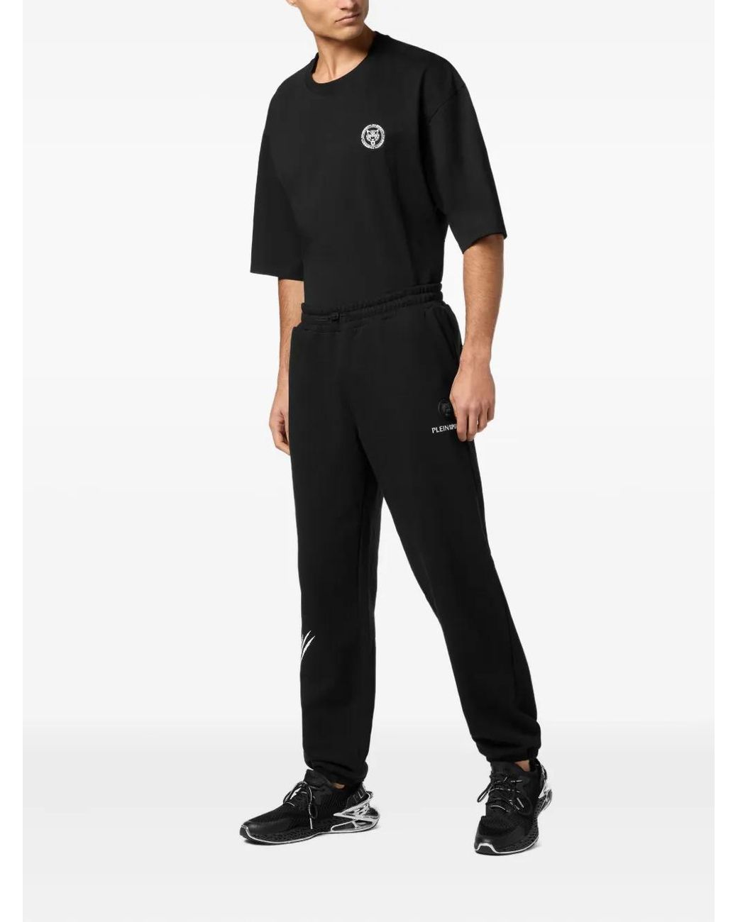 Philipp Plein Black Scratch-Print Track Pants for men