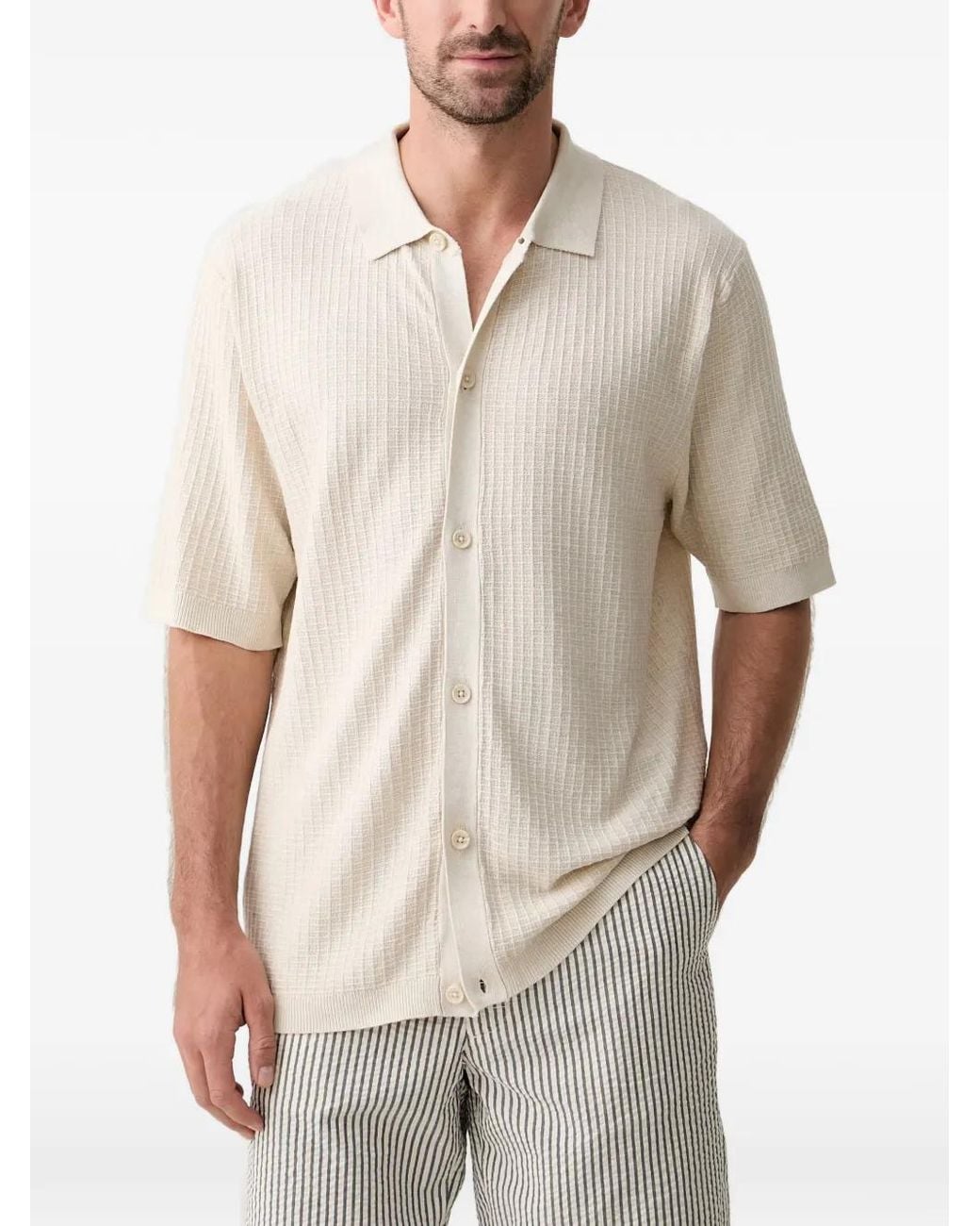 Lindbergh Natural Textured Short-Sleeve Shirt for men
