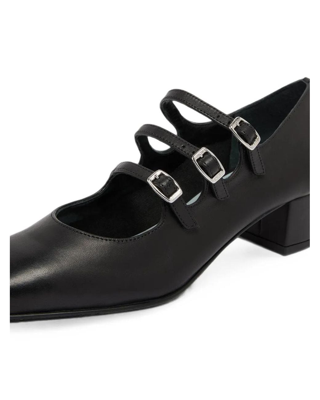 CAREL PARIS Black Escarpins Kina À Triple Bride