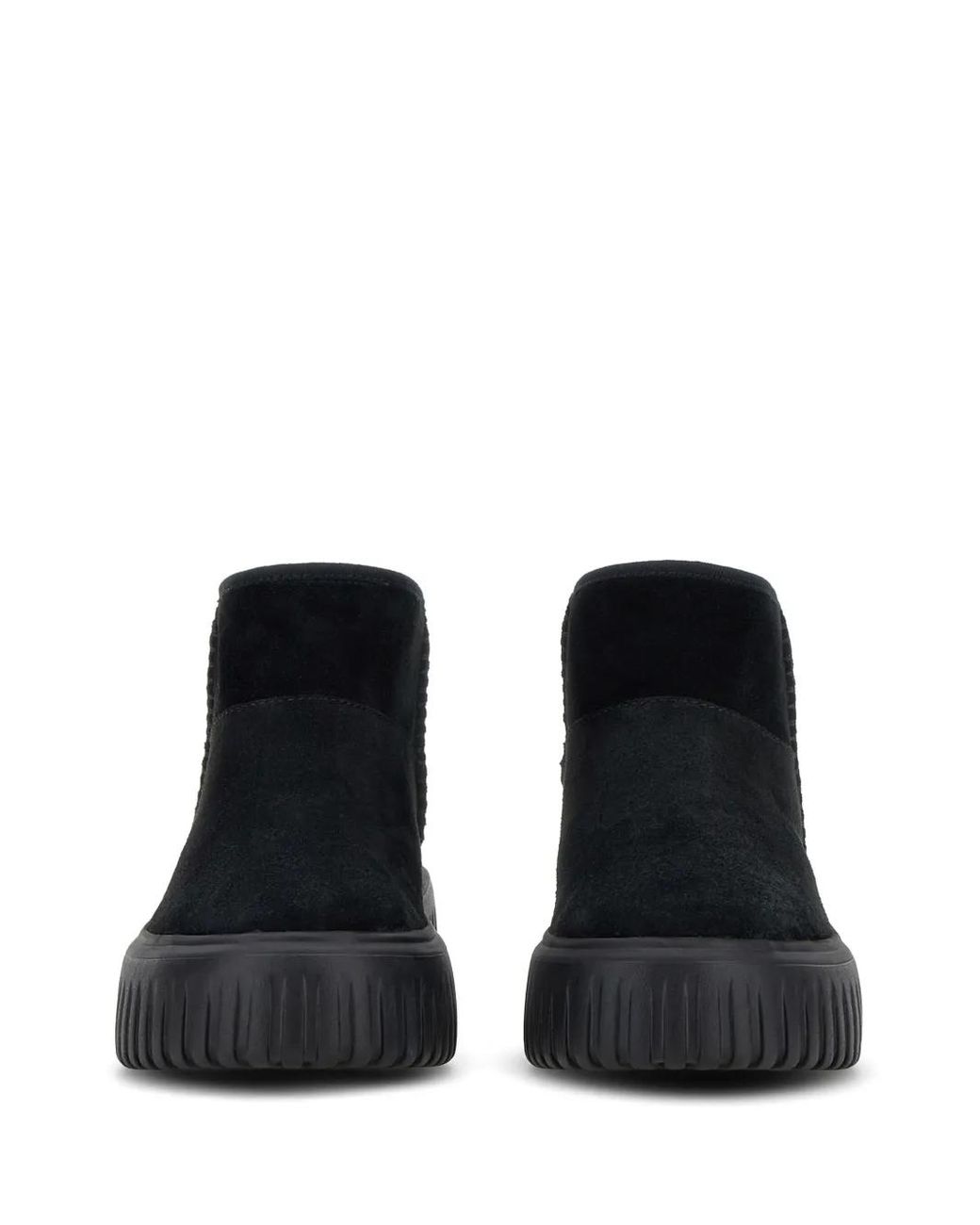 Hogan Black Logopatch Suede Boots